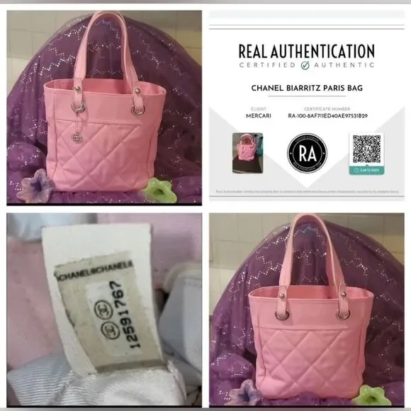 Authentic  *Chanel* COQUETTE-GIRL Barbie-Pink Sm Paris Biarritz Tote READ - Picture 15 of 16